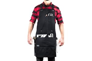 Hudson Durable Goods - Deluxe Edition - Waxed Canvas Tool Apron - Upgraded with Padded Straps, Quick Release Buckle & Dual Ha