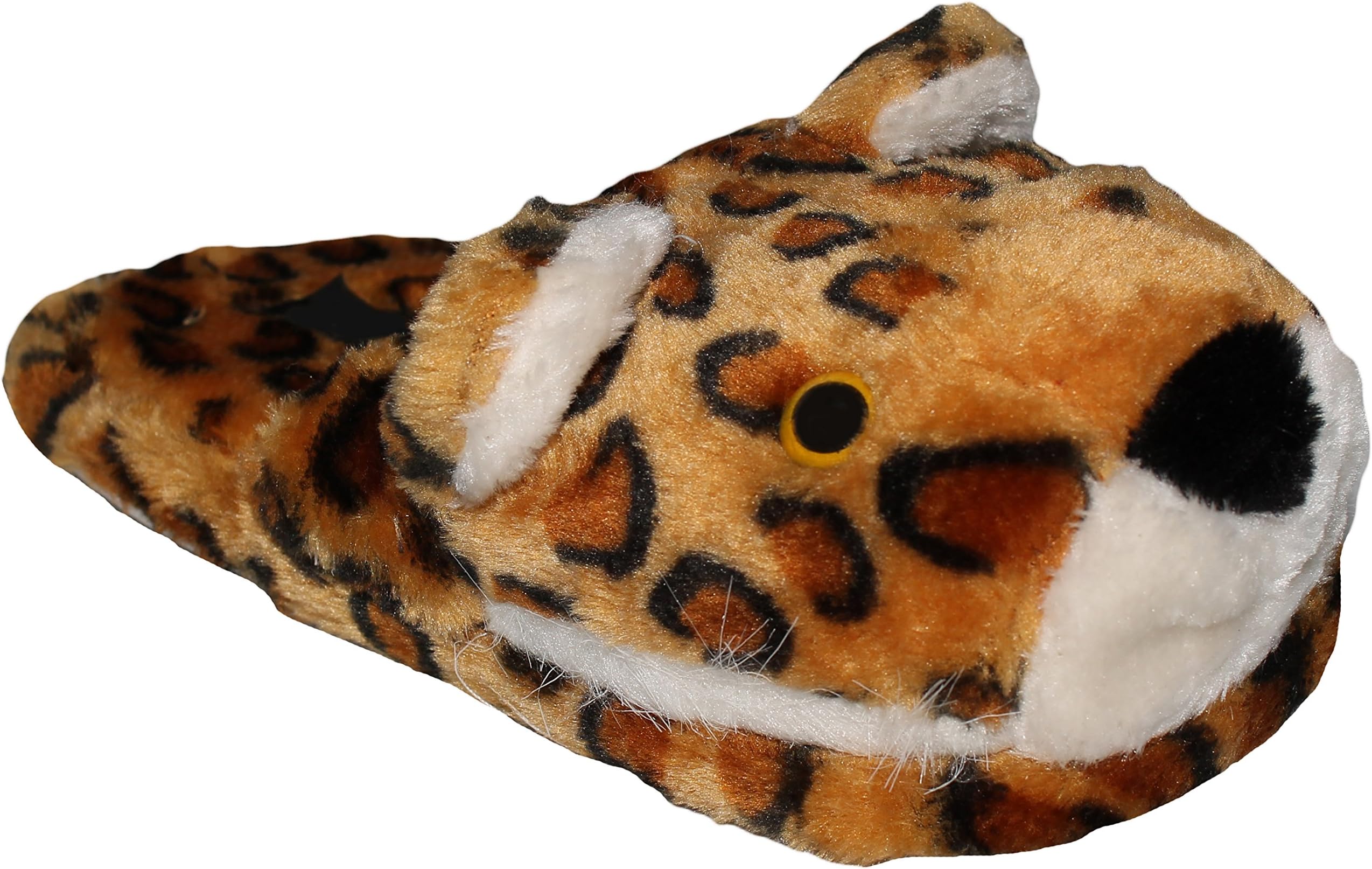 Wear It Women's Animal Head Plush Slipper, Indoor Home House Slippers, Shoes (M, Leopard)