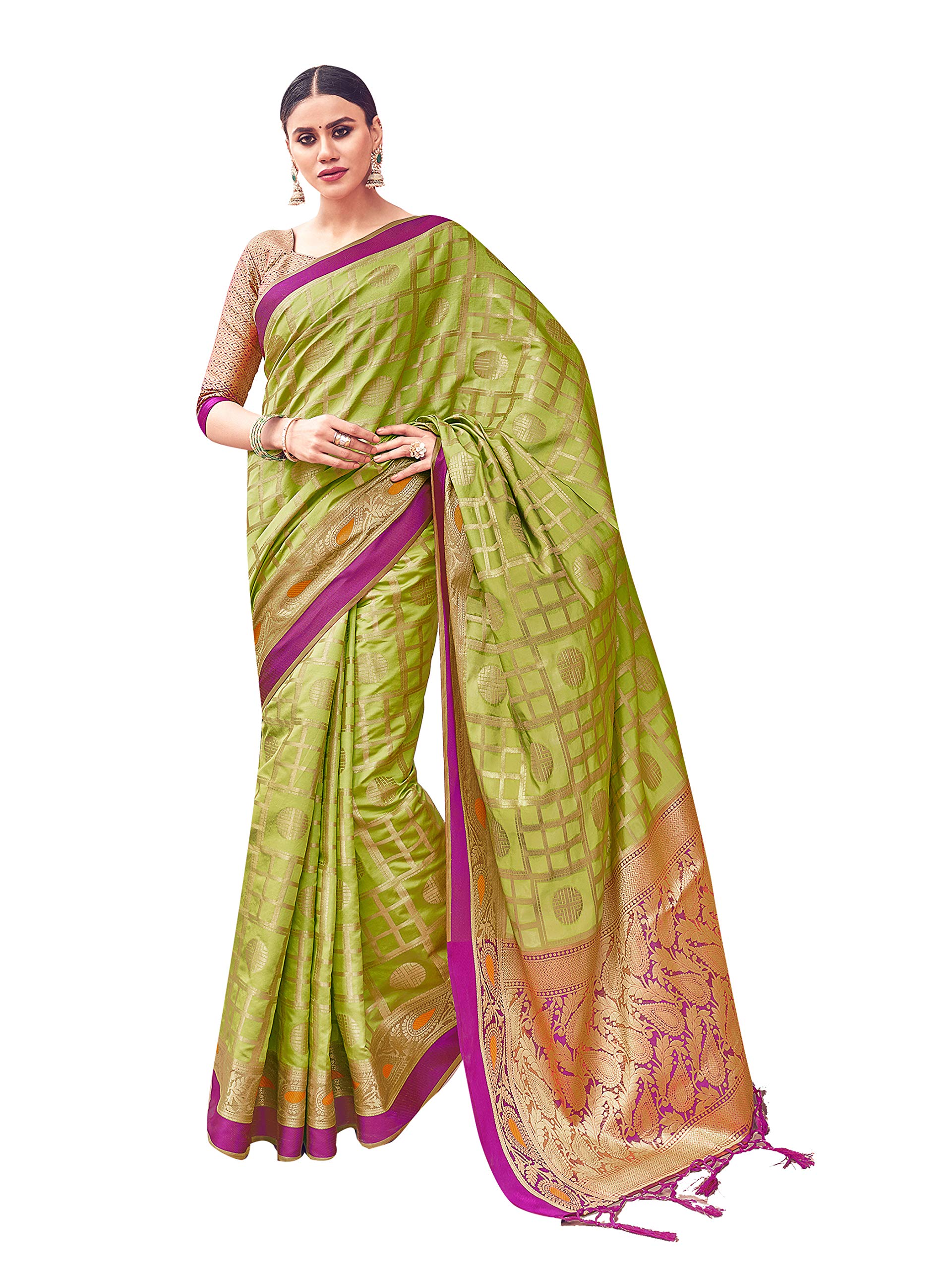 Elina fashionSarees For Women Banarasi Art Silk Woven Saree || Ethnic Indian Wedding Gift Sari with Unstitched Blouse