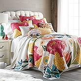 Levtex Home - Grandiflora Quilt Set - King/Cal King Quilt + Two King Pillow Shams - Multicolor Bold Contemporary Floral - Quilt Size (106x92in.) and Two Pillow Sham Size (36x20in.) - Cotton