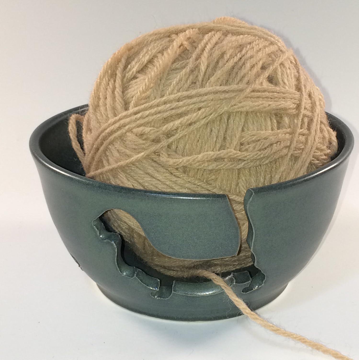 Ceramic Dog Yarn bowl Dog Knitting Bowl Dog Yarn Bowl Hand Carved Basset Hound