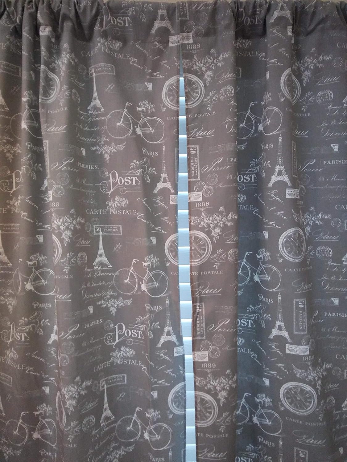 Grey and White Paris French script Window curtain curtain