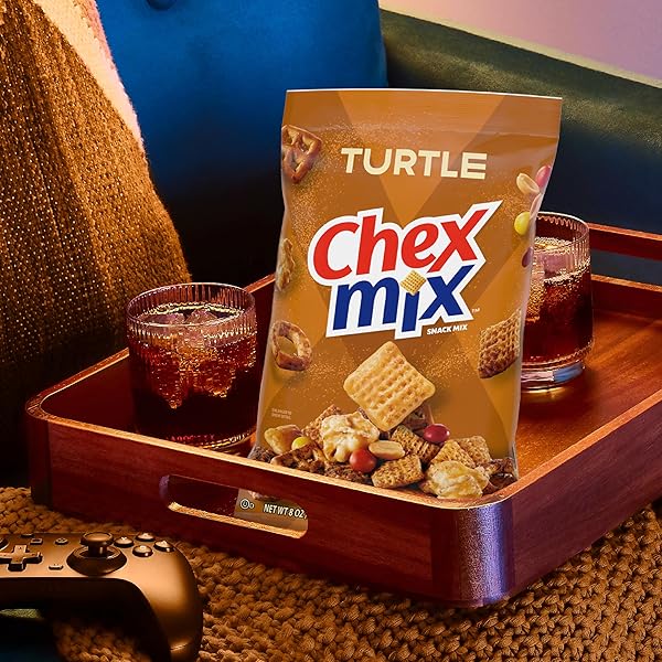 CHEX MIX TURTLE SNACK MIX, INDULGENT SNACKS, FAMILY SIZE, 13.5 OZ