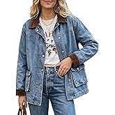 EMMIOL 025 Oversized Jean Jacket Women, Y2K Denim Fall Jackets Coat Vintage Trendy Relaxed Fit