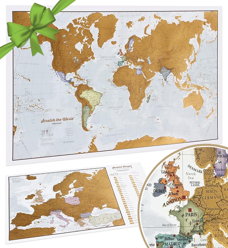 Maps International Scratch The World Travel Map with Europe Scratch