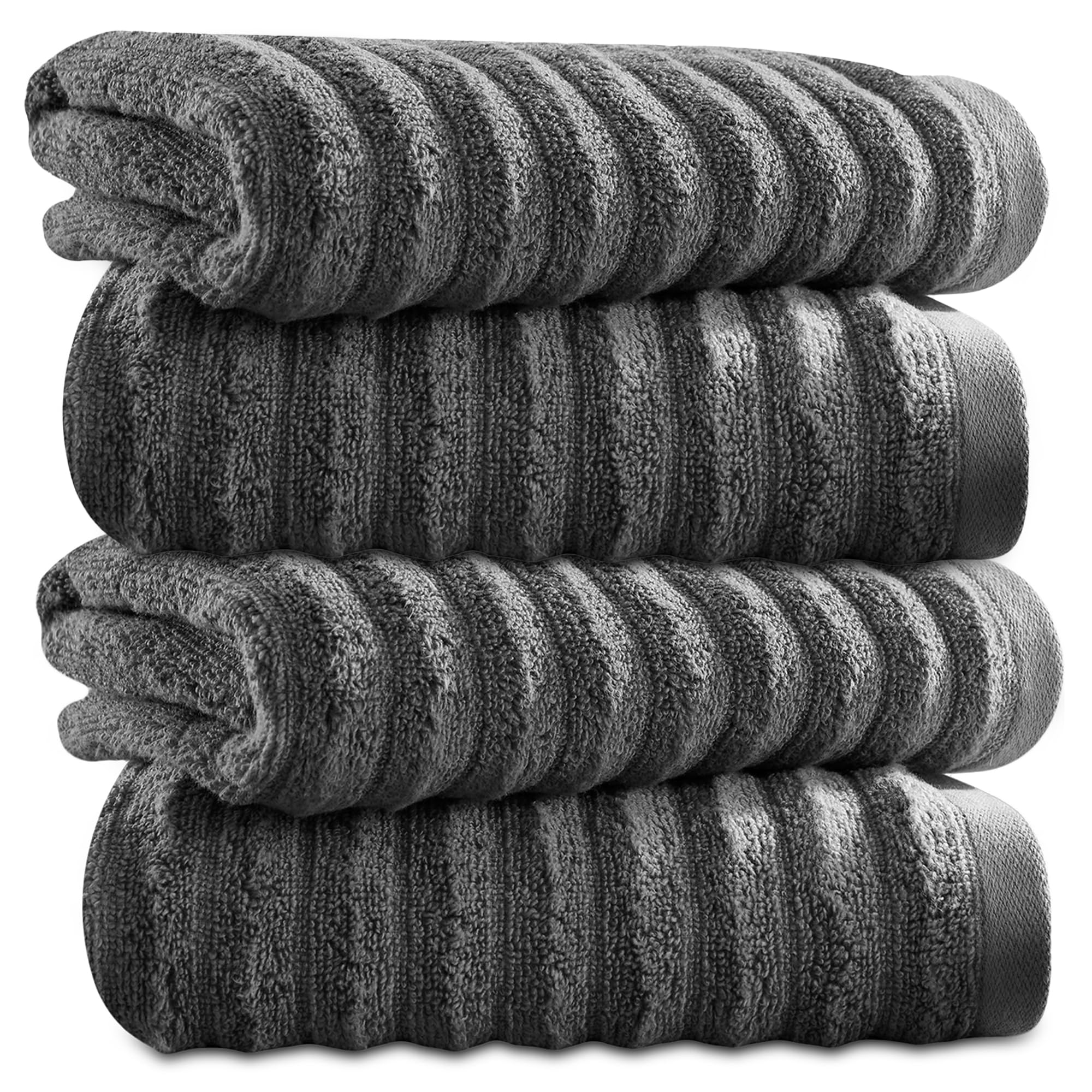 Towelogy Bamboo Face Cloth Makeup Remover Facial Cleansing Cloths Super Soft Fingertip Towels for Delicate Sensitive Skin | 30x30 cm - Pack of 4 (Charcoal, 4)