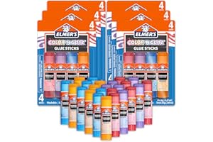 Elmer’s Colour 'n Glitz Glue Sticks, Washable, Assorted Colours, 6 Grams, 4 Pack