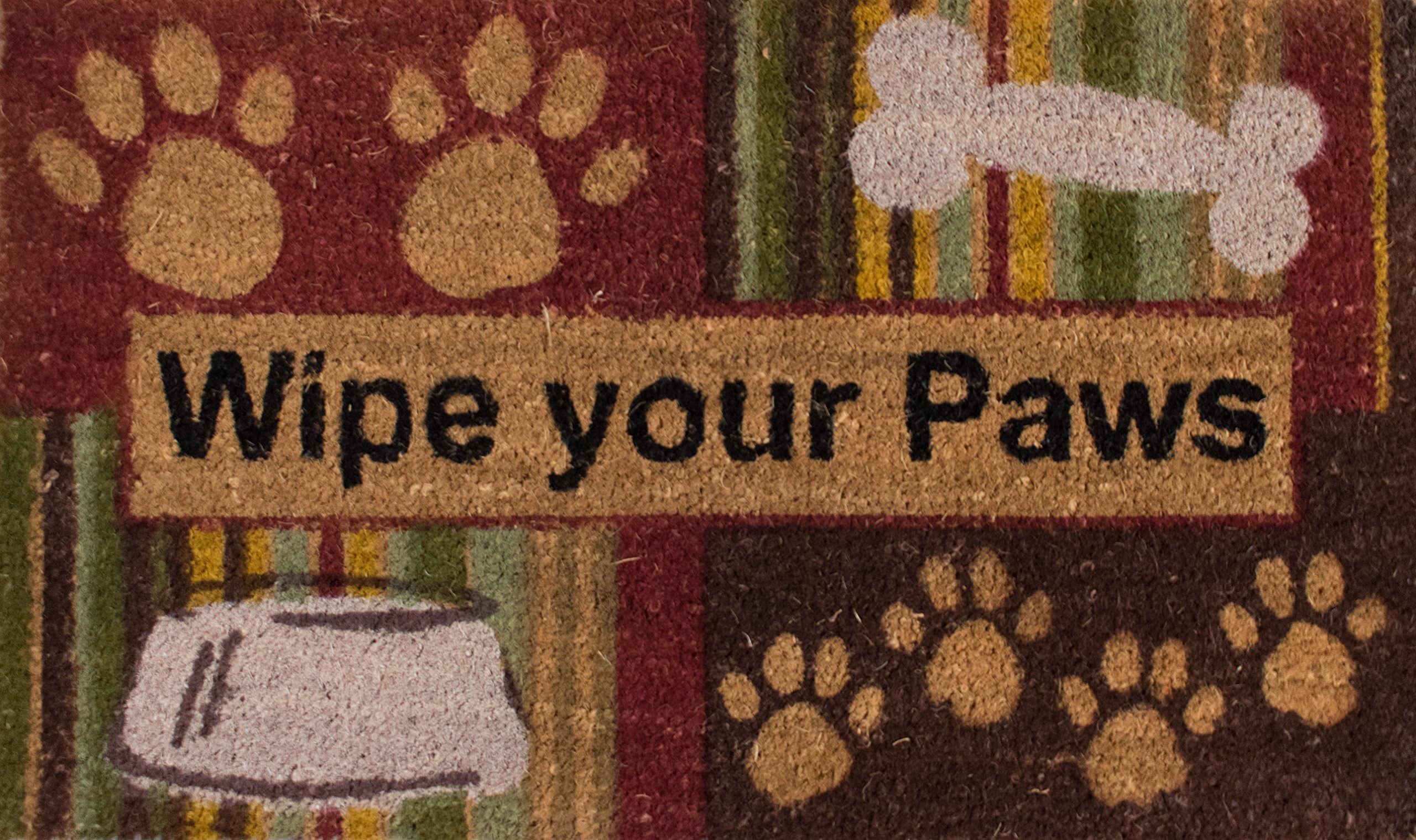 "Wipe Your Paws" Welcome Mat, Coir Fiber with anti-slip PVC backing, 17.75"x 29.75"