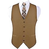 GUSLESON Men's V-Neck Suit Vests Solid Color Formal Slim Fit Business Dress Vest Waistcoat