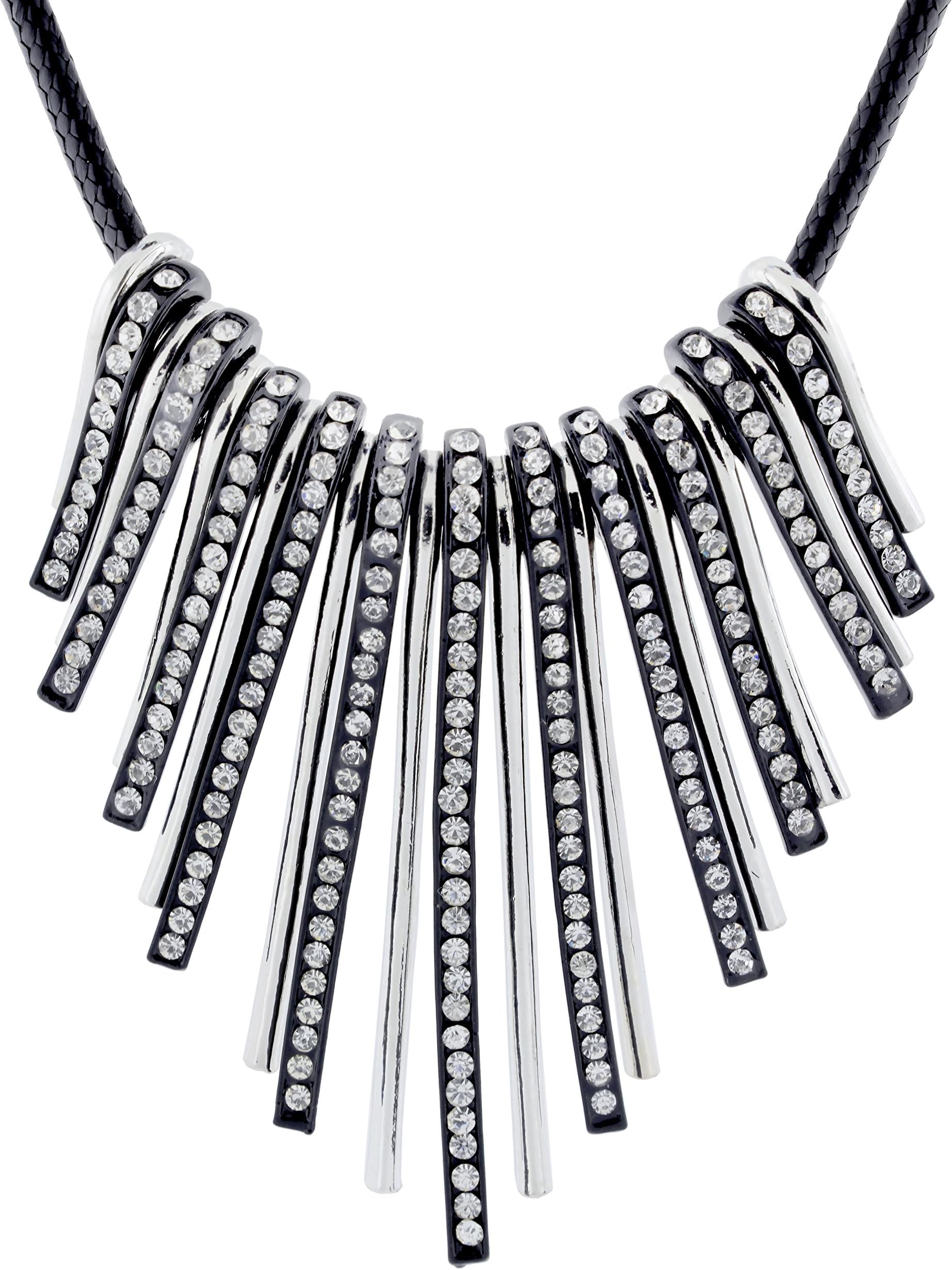 ZIVOM Oxidised Afghani Bohemian Tribal Black Antique Silver CZ American Diamond Necklace Girls Women