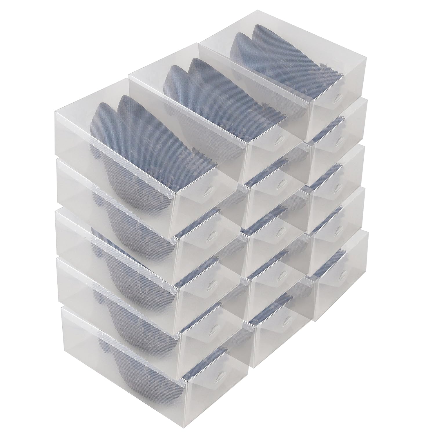 Conjunto de tres sencillas cajas transparentes para calzado. Opción de cantidades.