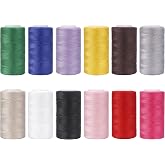 Ryalan 12 Color Set of Polyester All-Purpose Sewing Threads Prewound Bobbin Thread Plastic for Embroidery and Sewing Machine DIY Embroidery Thread Sewing Thread 382 Yards/350 m Each (12 Pieces)