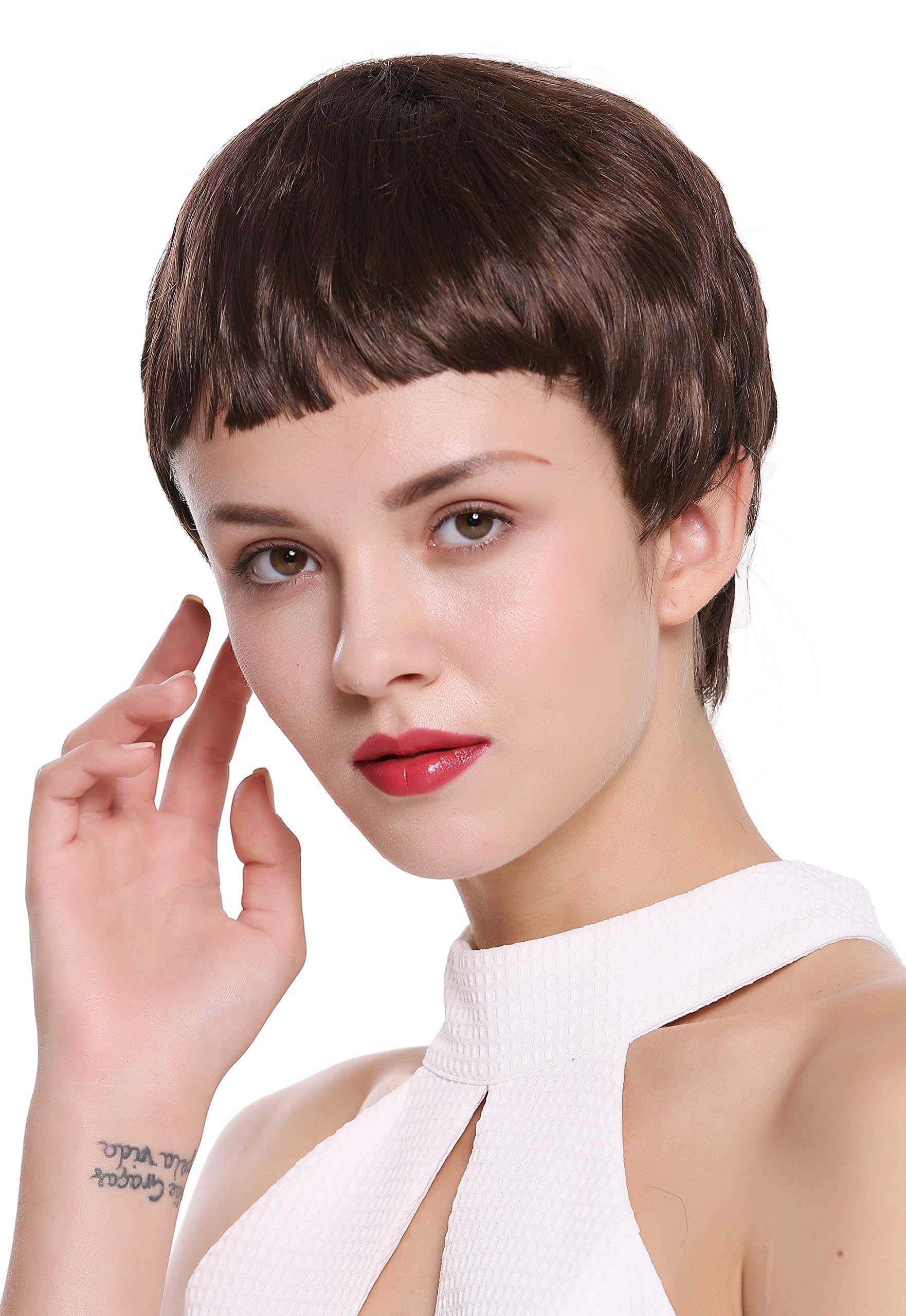 WIG ME UP - SA098-6 Lady Quality Wig very short pert micro fringe bangs brown