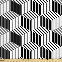 Lunarable Black and White Fabric by The Yard, 3D