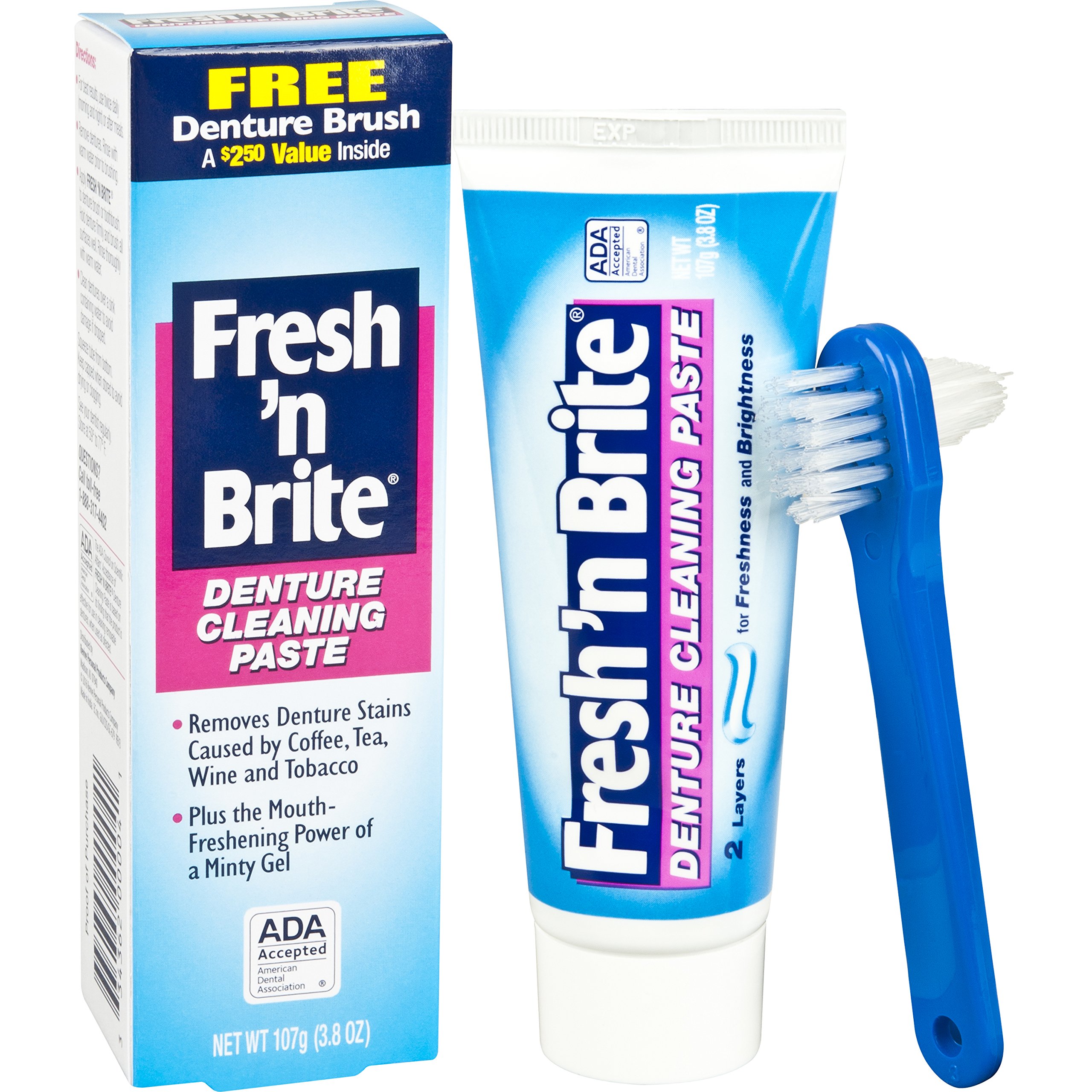 Fresh 'n Brite Denture Cleaning Paste, Minty Gel, 3.8 Ounce Tube (Pack