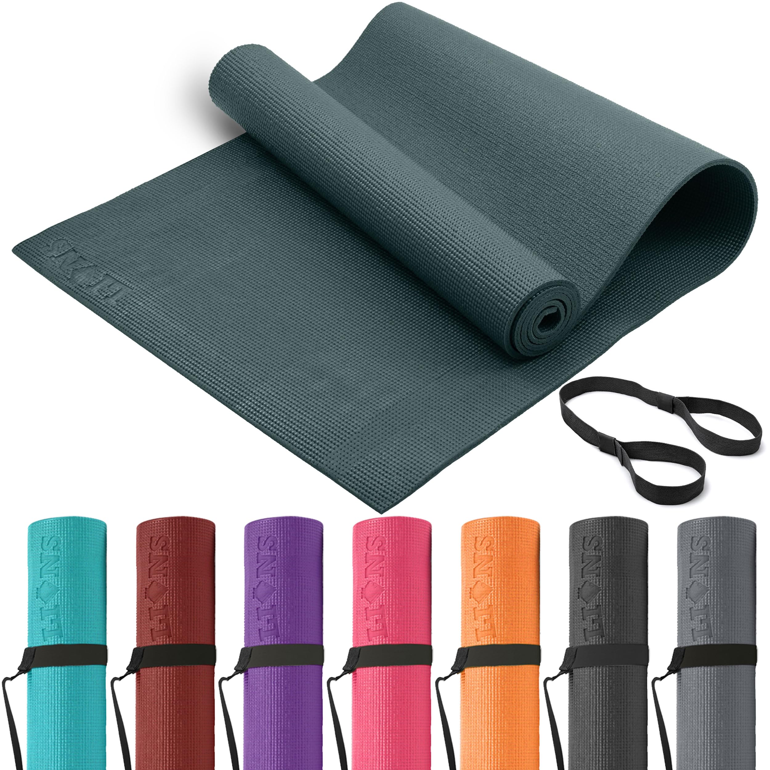 Lions Yoga Mat with Carry Straps - Premium Eco Friendly Exercise Mat 6mm Thick 181 x 61 x 0.6 cm, ideal for Gymnastic Stretching Gym Pilates Travel Home, Non Slip Workout Mat Men womens (Green)