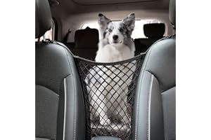 MAXIQI Dog Car Net Barrier for SUV， Upgraded Dog Travel Accessory with Organizers and Storage, Separates Pets from Passengers for Safely, organizes Essentials, Makes Trips Easier.