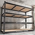 REIBII 2600LBS Garage Shelving 4 Tier Adjustable Storage Shelves Heavy Duty, 48" W Metal Shelves Utility Rack Shelving Units for Storage Warehouse Pantry Closet Kitchen, 48" W X 24" D X 60" H, Black