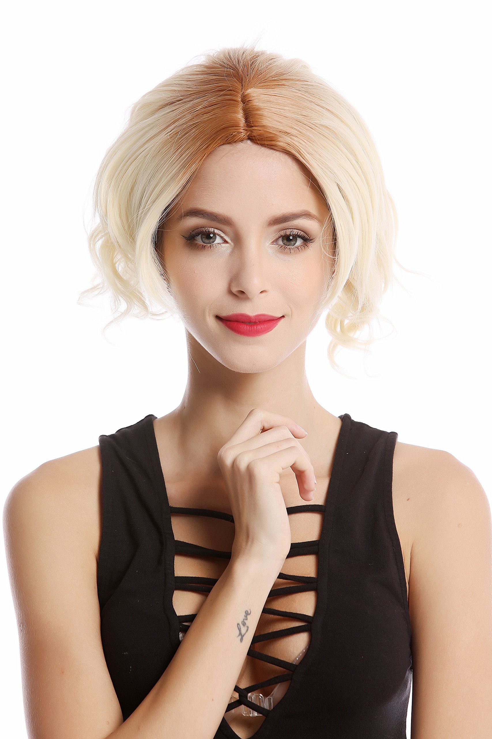 WIG ME UP - YZF-4359-613 Lady Quality Wig short Longbob Bob middle parting wavy blond platinum mix