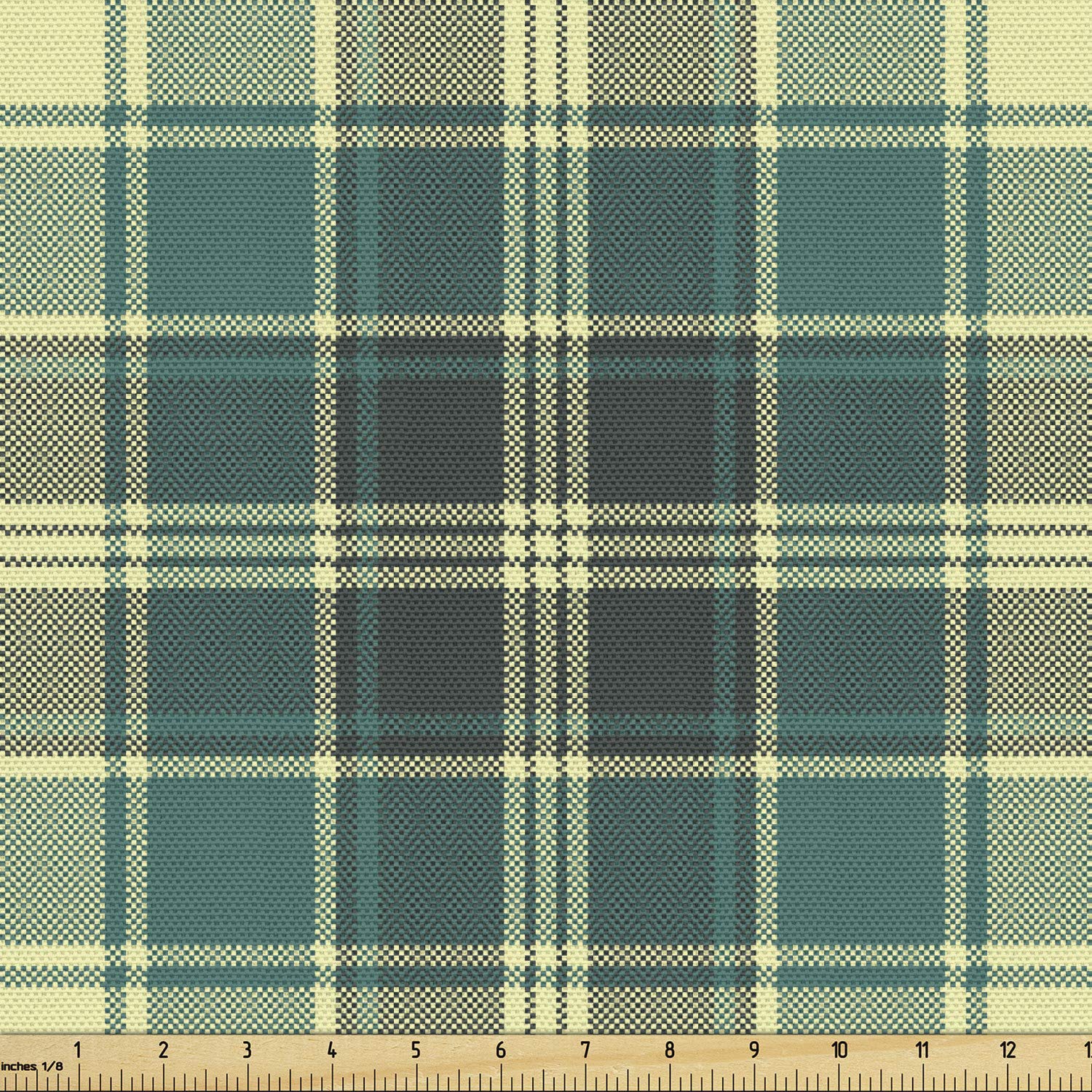 Ambesonne Plaid Fabric by The Yard, Horizontal and