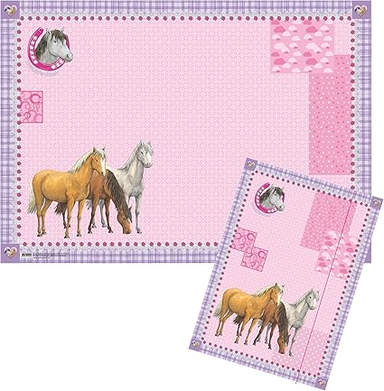 Reve Pferdchen Set De Bureau 2 Pieces En Rose Pour Fille Chemise Chevaux Et Bureau Coussin Sous Main Cheval En Papier Et Chemise Chevaux Fer A Cheval Motif Chevaux Amazon Fr Jeux Et Jouets