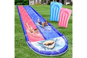 AnanBros Slip Slide Heavy Duty Inflatable Lawn Water Slide with 2 Bodyboards, 20x6ft 10lb with Sprinkler, Outdoor Garden Backyard Water Play Toys Kids