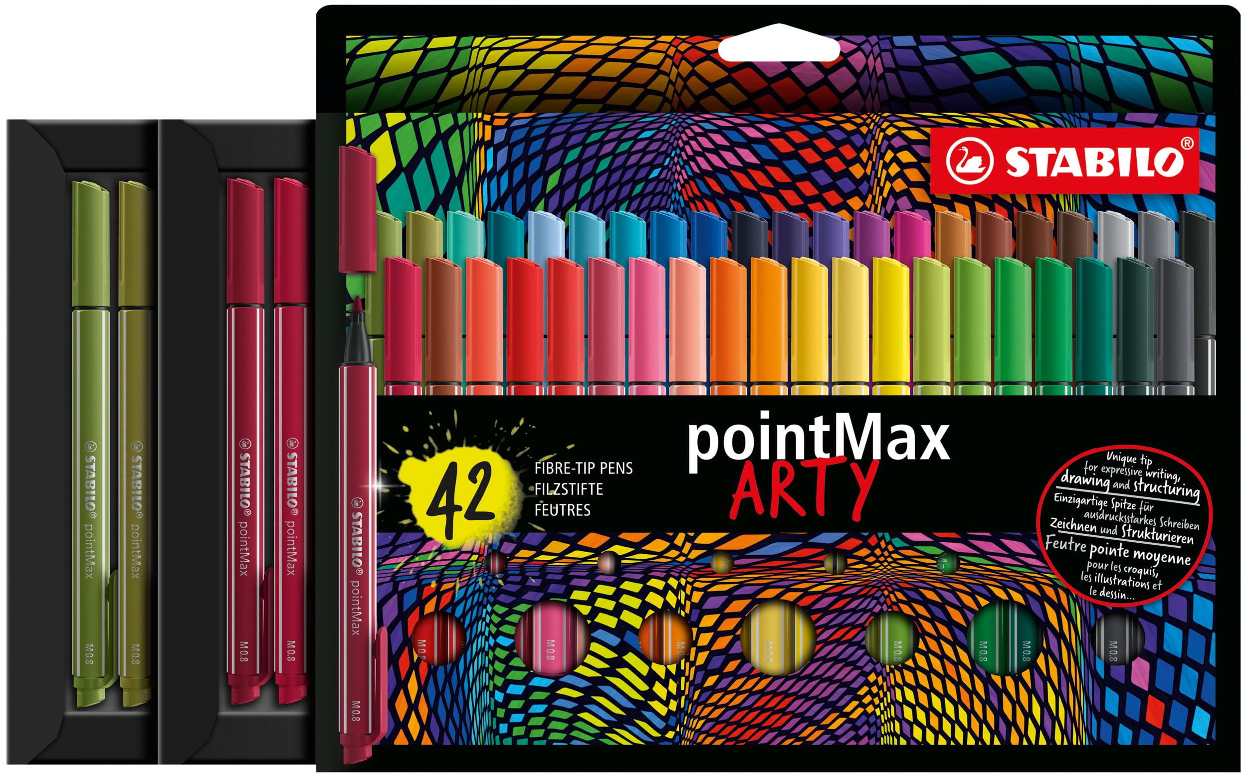 STABILO Fineliner pointMax - ARTY - Pack of 42 - Assorted Colours