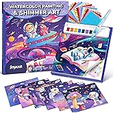 JoyCat Paint with Water Coloring Books, Art & Craft Activity, No Mess Art for Kids Ages 4-8, Craft Kits & Supplies, DIY Creative Activity, Gifts for Girls & Boys (Space)