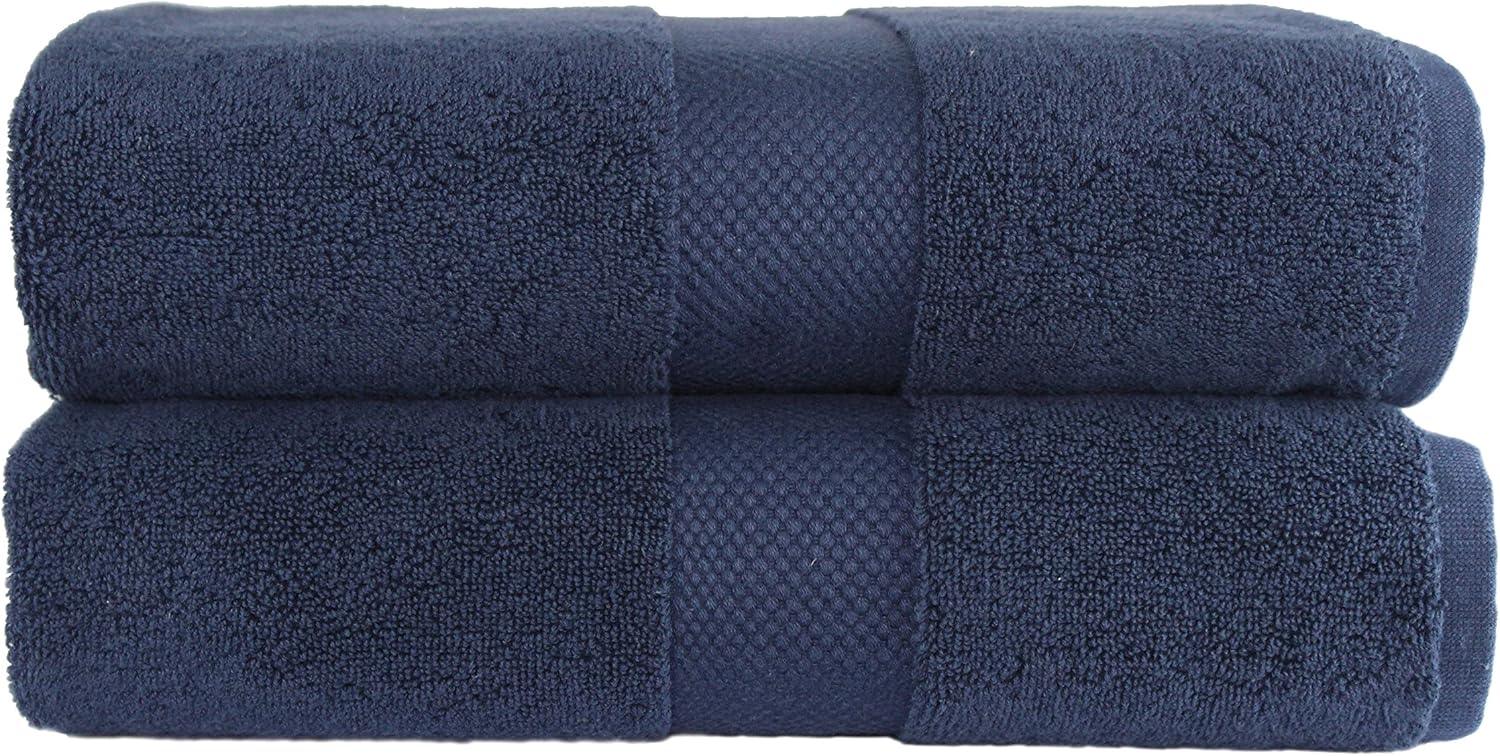 COTTON CRAFT Hotel Luxury Spa Set of 2 Bath Sheets, Oversized Ringspun Cotton 700GSM, 40 inch x 80 inch, Navy Blue: Home & Kitchen