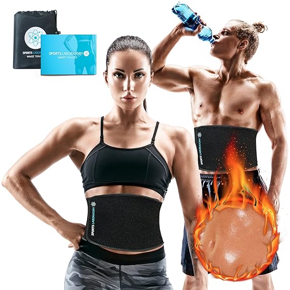 Sports Laboratory ® Bauchweggürtel für Gewichtsverlust für Männer & Frauen Schwarz Verstellbar Bis Zu Eine Größe Passt Meiste