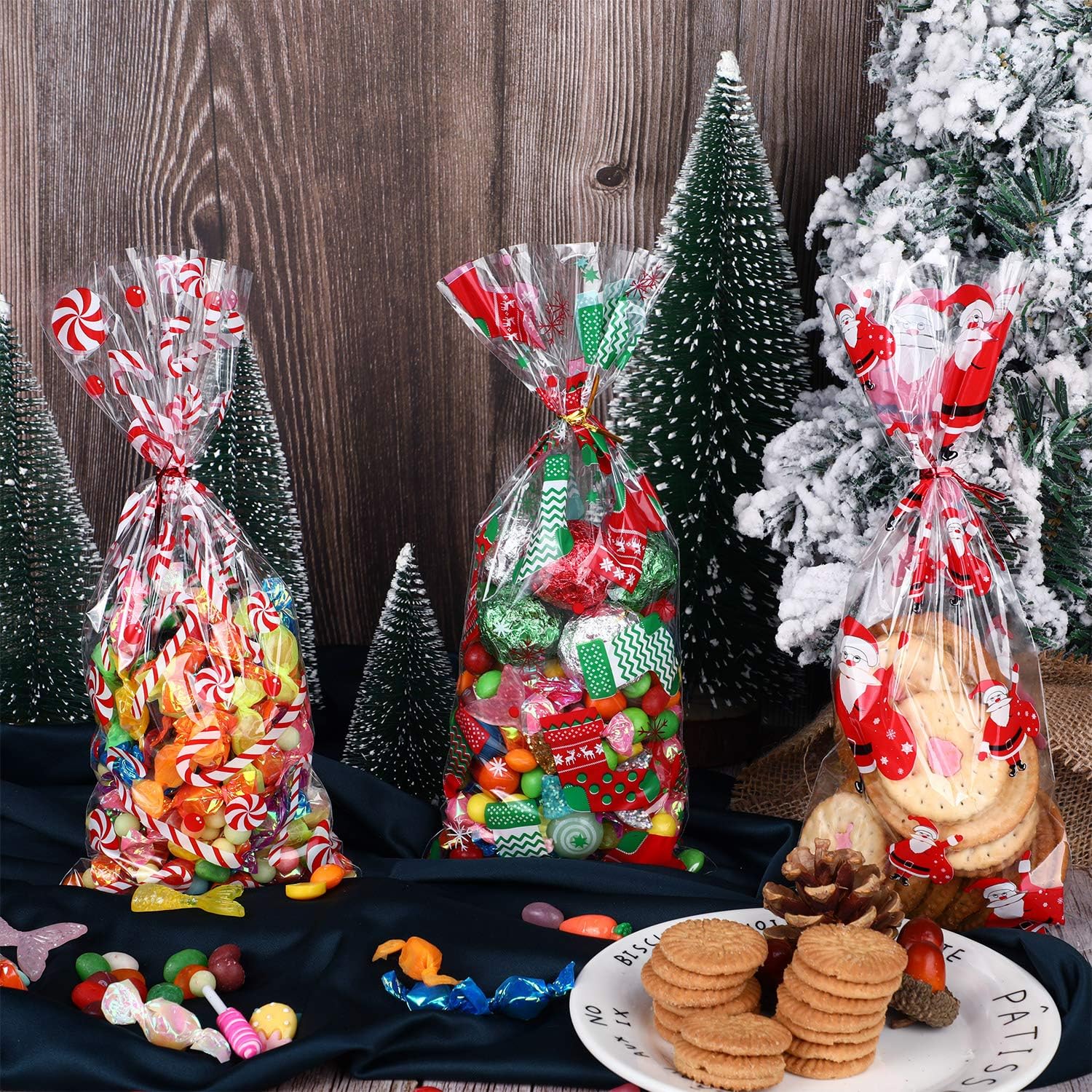 Bolsas y conos para fiestas Paquete De 6 Bolsas de Celofán Regalo de Navidad  con fondo de tarjeta Navidad Festivo Santa Artículos para casa, jardín y  bricolaje coalco.cl