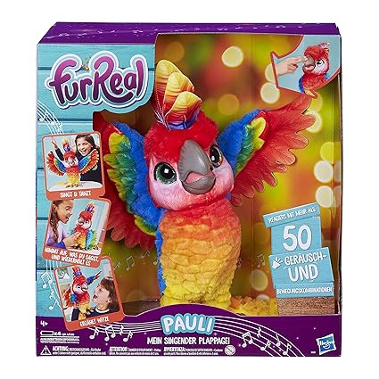 FurReal Pauli – mein singender Plappagei, interaktives Plüschtier, sprechender Papagei, Kinder-Spielzeug, deutsche Sprachausg