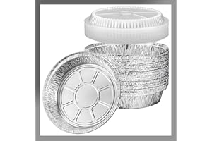 Pokanic Aluminum Foil Pans [8" Round] x [10 Pack] with Clear Dome Lids Recyclable Disposable Containers Straight Walls for Storing, Baking, Meal Prep & Reheating Freezer Oven Safe (10 Pack, 8 inch)