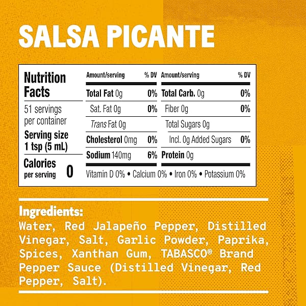 TABASCO BRAND SALSA PICANTE, VIBRANT & MILD HOT SAUCE, EASY-TO-SQUEEZE BOTTLE, THICKER MEXICAN STYLE WITH AUTHENTIC PEPPERS, GARLIC & SPICES, GREAT ON TACOS & MORE, 8.6 FL OZ (PACK OF 1)