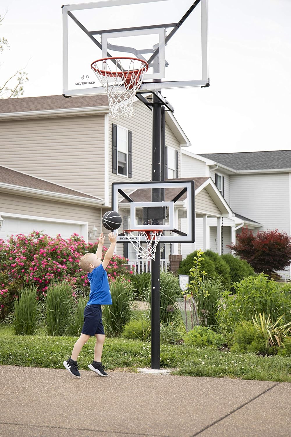 Silverback Junior Youth 33" Basketball Hoop with Lock ‘n Rock Mounting Technology Mounts to Round and Vertical Poles, Black (B8410W) : Sports & Outdoors