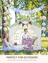 besrey 2-in-1 Kids Play House Tent with Lights & Pad Green view 4
