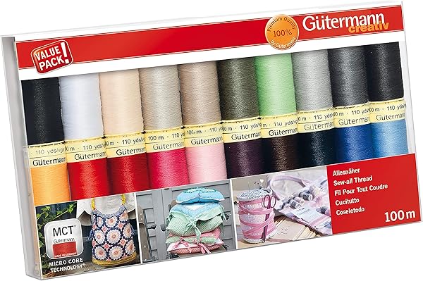 Gütermann creativ Nähfaden-Set mit 20 Spulen Allesnäher 100 m in Basisfarben
