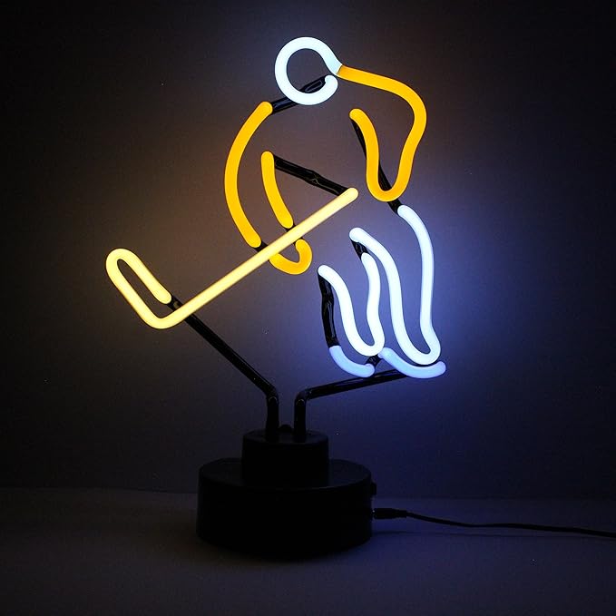 Icon Neon" Ice Hockey Player Real Lighting Sculpture, MultiColour