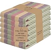 Urban Villa Kitchen Towels Harvest Stripes Dish Towels Set of 6 20" X30” 100% Cotton Highly Absorbent Quick Drying Dish Cloths & Dish Towels Thanksgiving Fall Tea Towels with Hanging Loop Towels