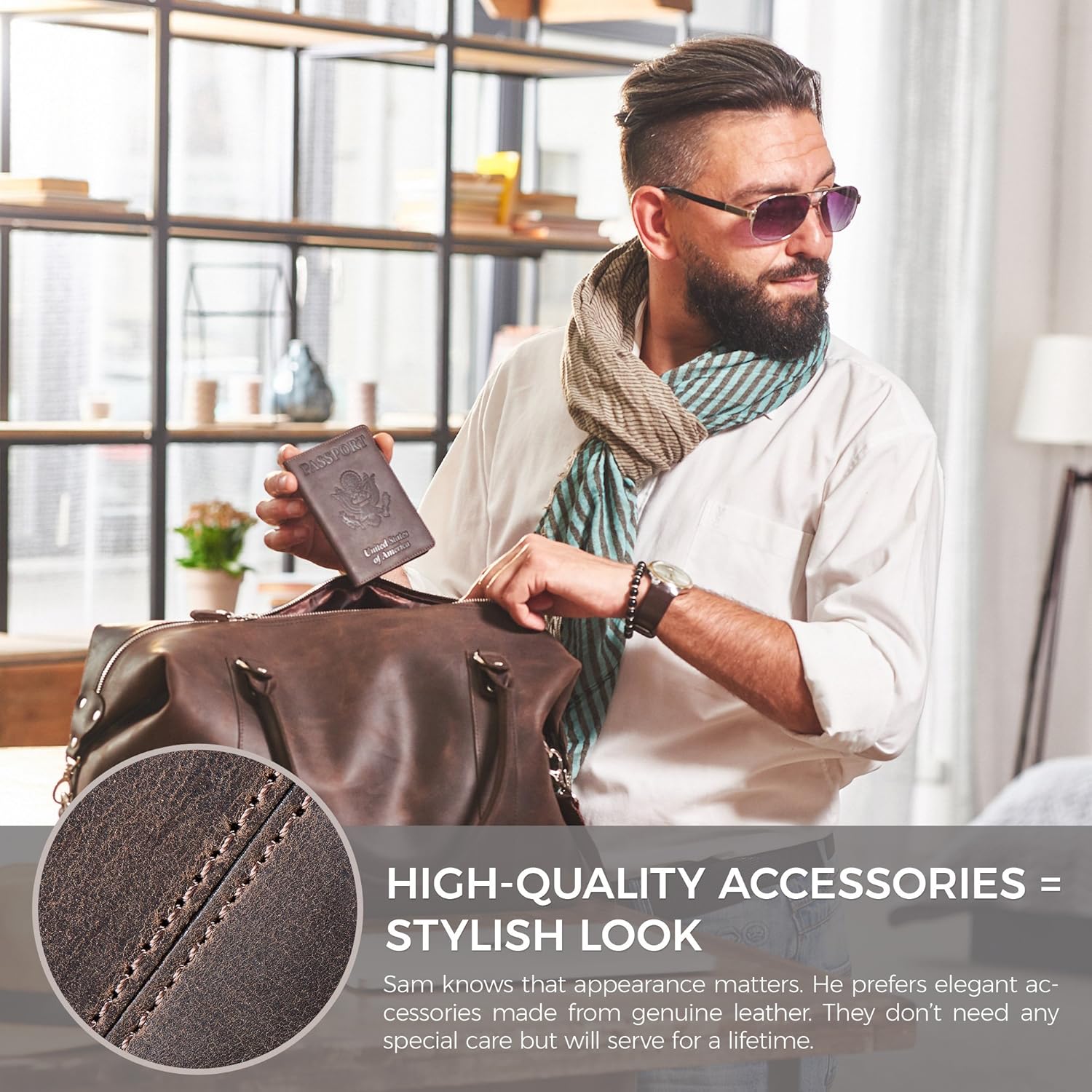 Shvigel Leather Passport Cover - Holder - for Men & Women - Passport Case (Brown Vintage): Office Products