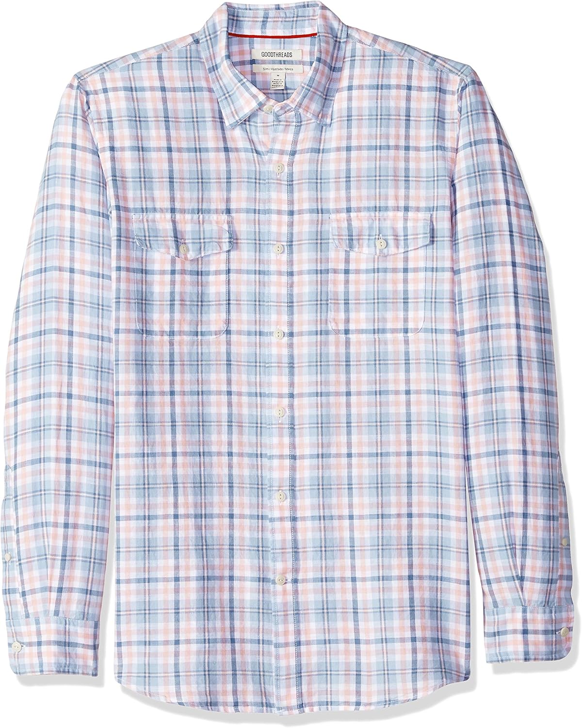  Brand - Goodthreads Men's Slim-Fit Long-Sleeve Linen and Cotton Blend Shirt: Clothing