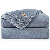 UGG Whitecap Fleece Throw Blanket, Plush Cozy Throw for Couch or Bed, Luxury Home Decor for Living Room, Ultra Soft Blankets, Machine Washable, 50-inch x 70-inch, Denim Blue