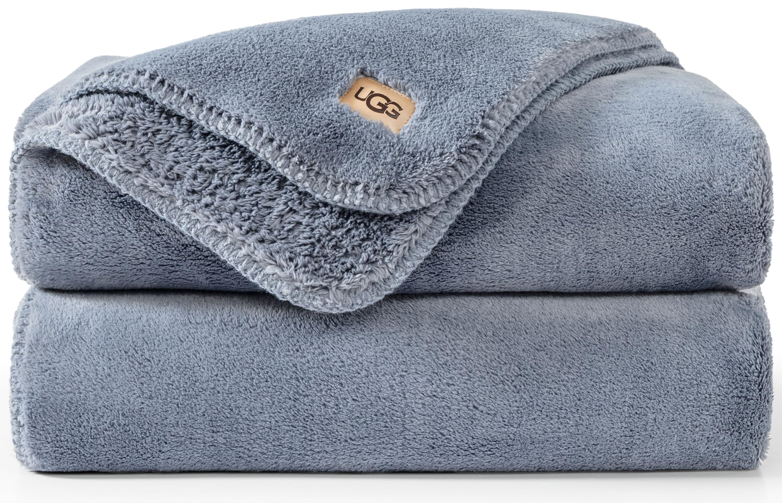 Photo 1 of UGG Whitecap Plush Throw Blanket Fleece Lightweight Soft Cozy Throw for Couch or Bed Luxury Home Decor for Living Room, Christmas Blankets, Machine Washable, 50-inch x 70-inch, Denim Blue