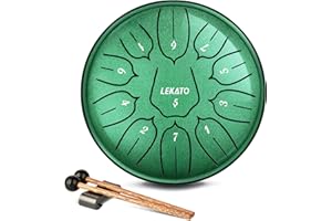 LEKATO Rain Drum for Outside, Steel Tongue Drum 6 Inch 11 Notes Rain Chime Percussion for Meditation Yoga Musical Education, 