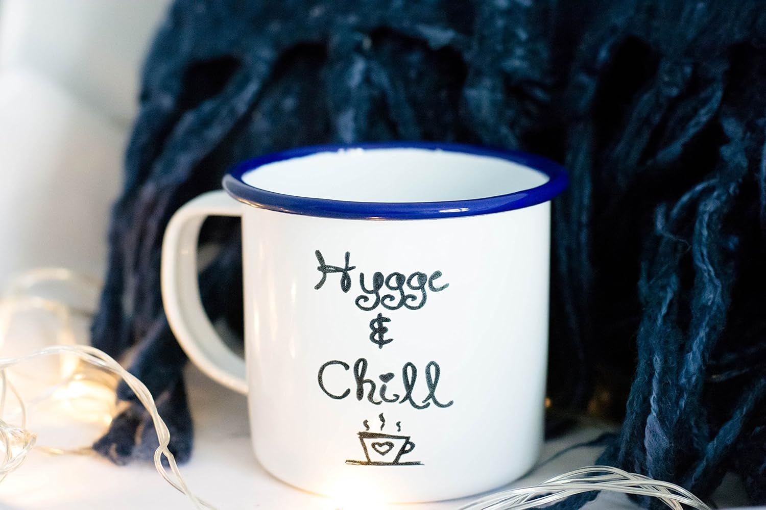 Hygge & Chill Engraved Enamel Mug Coffee Gift Mug Gift