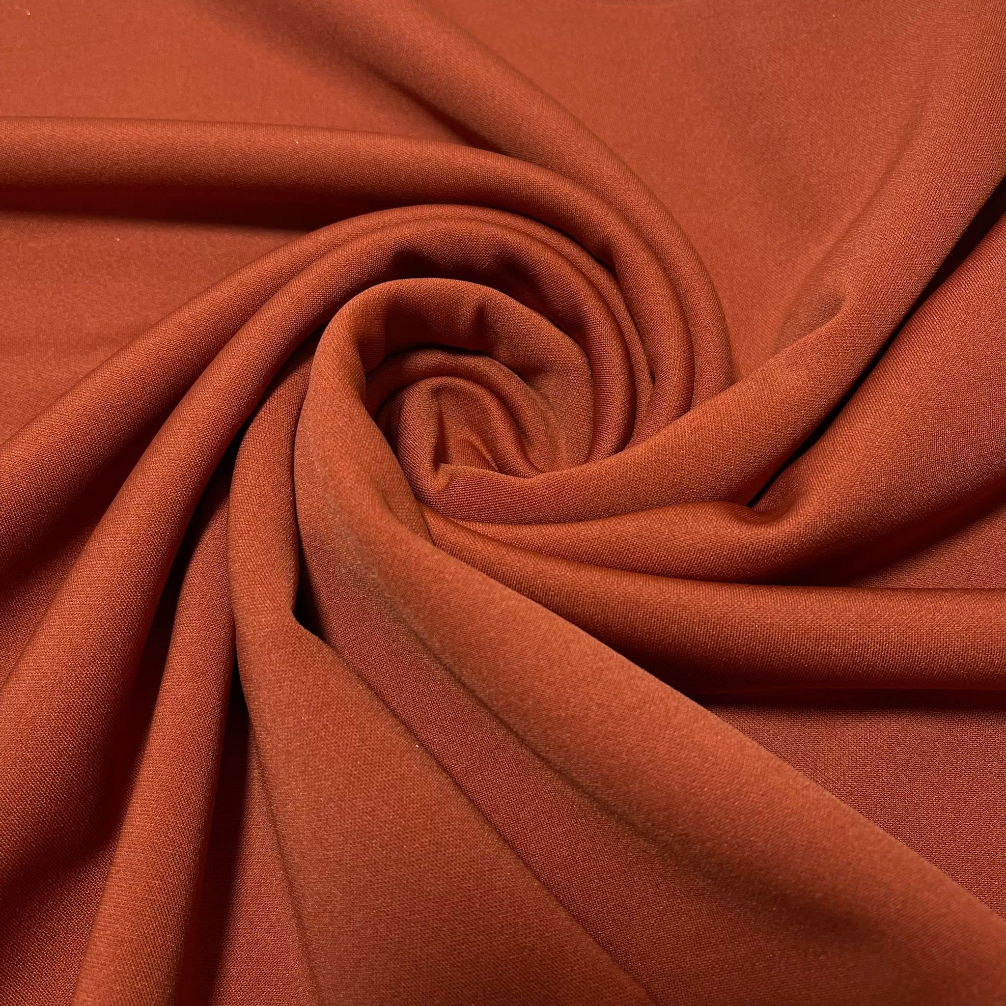 Scuba Crepe Breathable Superior Quality Stretch Wet Suit Dress Fabric 140cm Wide (2 Meter, Rust)