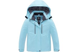 ZSHOW Girls' Ski Jacket Waterproof Fleece Raincoat Windproof Warm Winter Coat with Detachable Hood