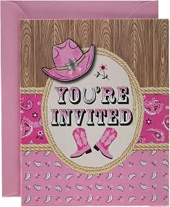 Creative Converting Geburtstagsservietten – Pink Bandana Cowgirl Design, 16 Stück, 6,5x16,5 Cm