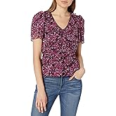 Parker Women's Flutter Sleeve Top with V-Neck and Peplum in Chiffon