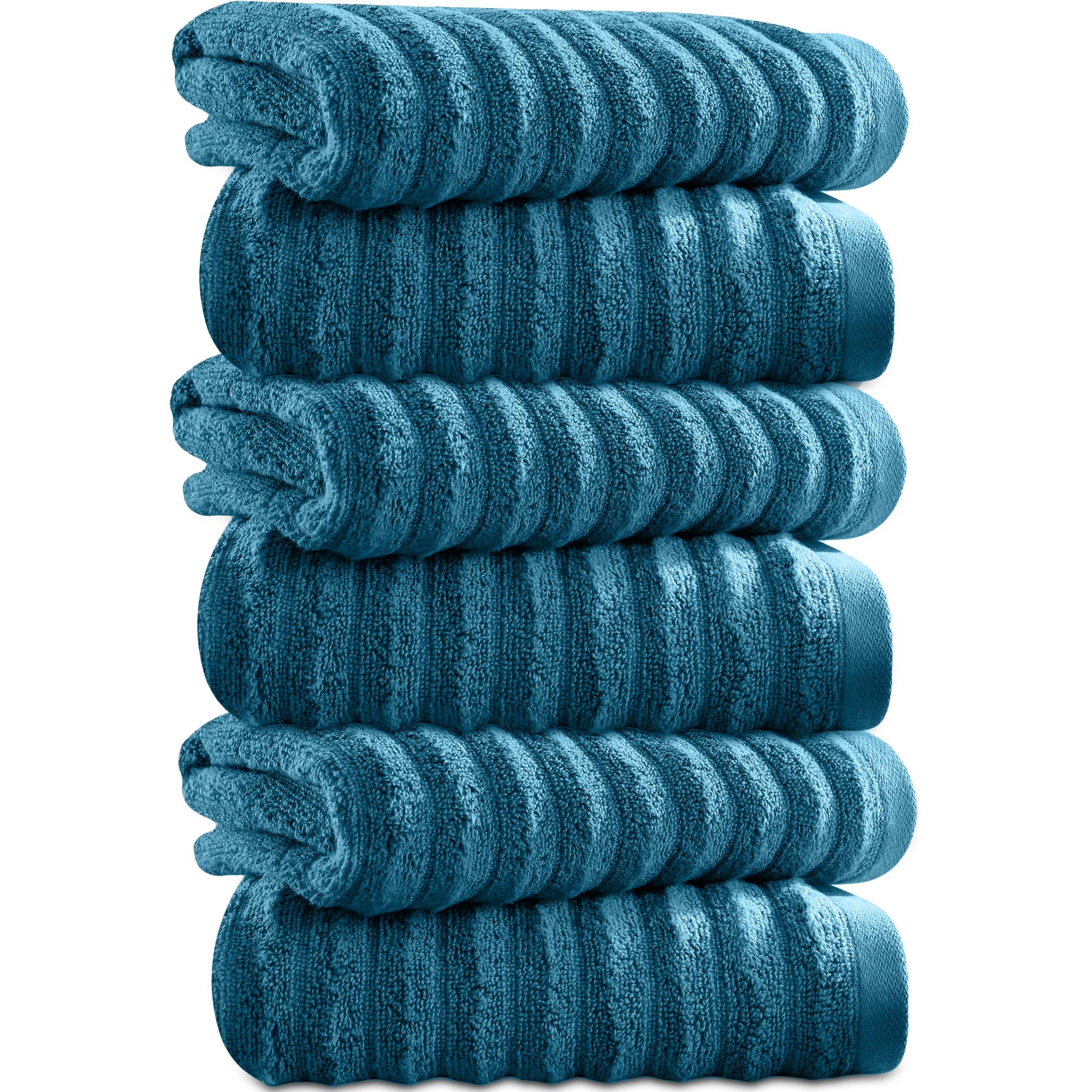 Towelogy Bamboo Face Cloth Makeup Remover Facial Cleansing Cloths Super Soft Fingertip Towels for Delicate Sensitive Skin | 30x30 cm - Pack of 6 (Blue, 6)